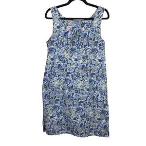 Faded Glory Blue Floral Babydoll Empire Waist Dress Women’s Large Fits Medium
